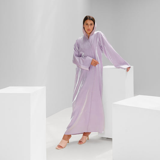 Shiny Purple Front Open Abaya