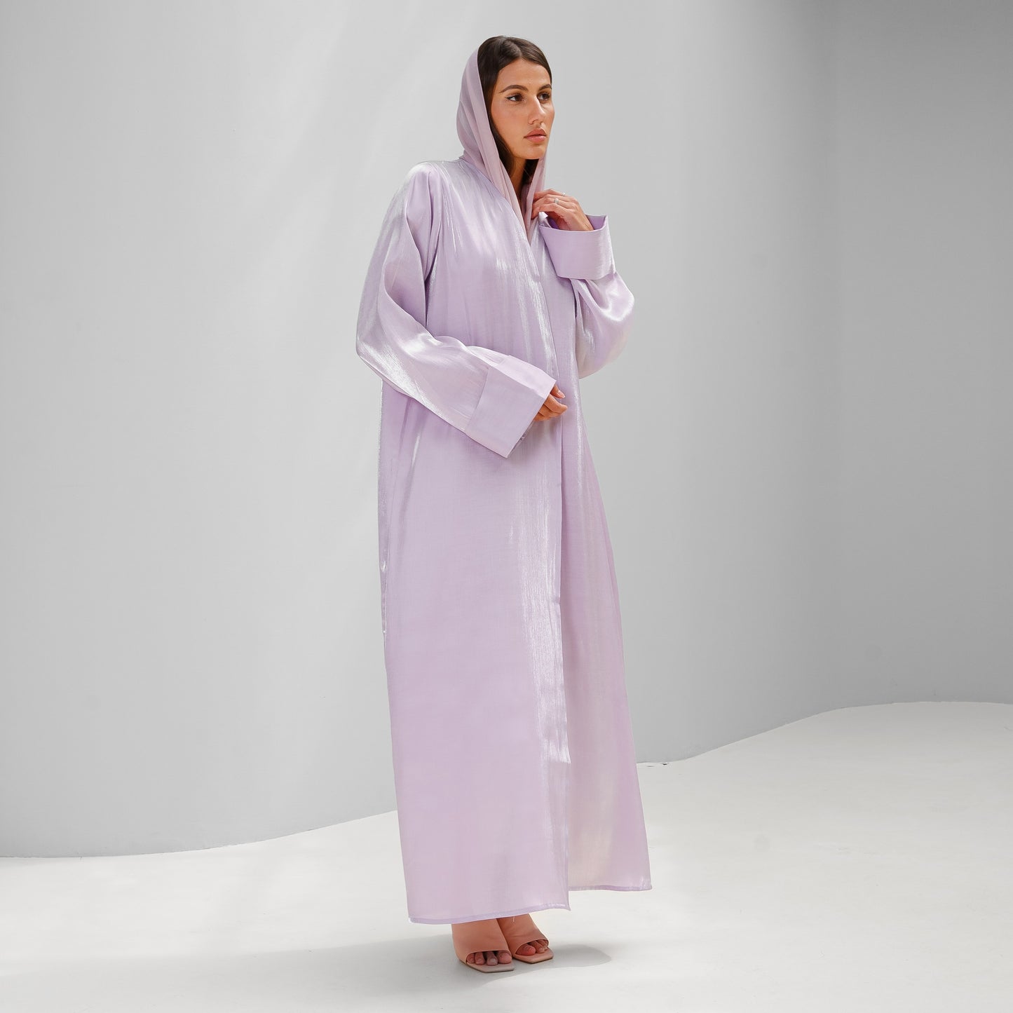 Shiny Purple Front Open Abaya