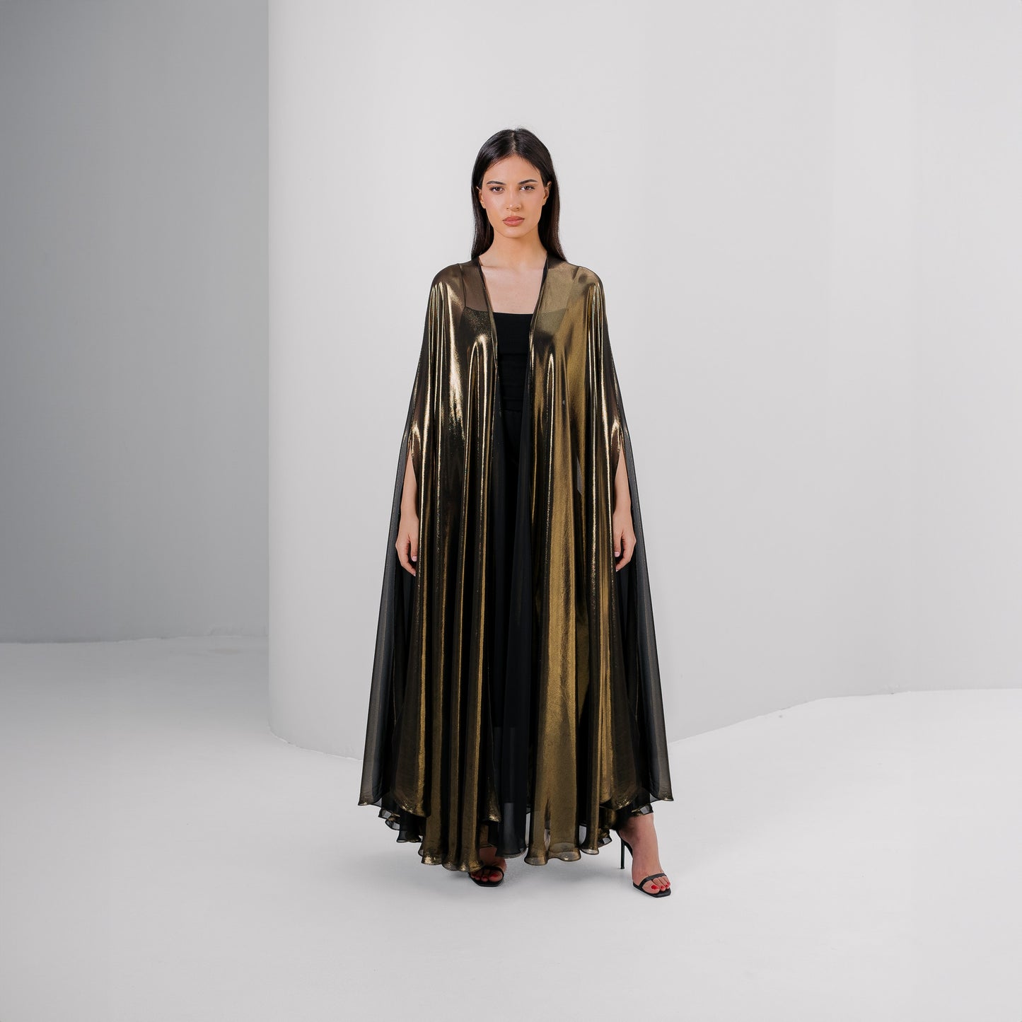 Golden and Black Fancy Style Abaya with Matching Tarha