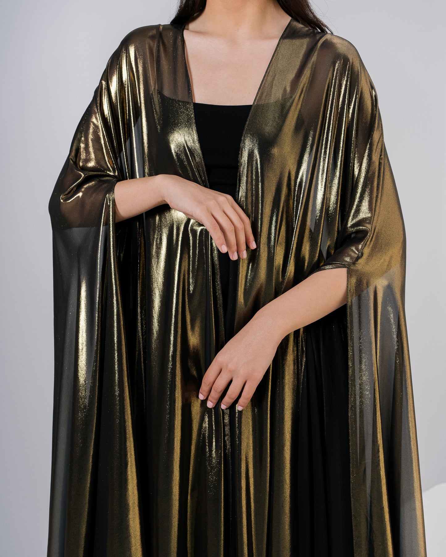 Golden and Black Fancy Style Abaya with Matching Tarha