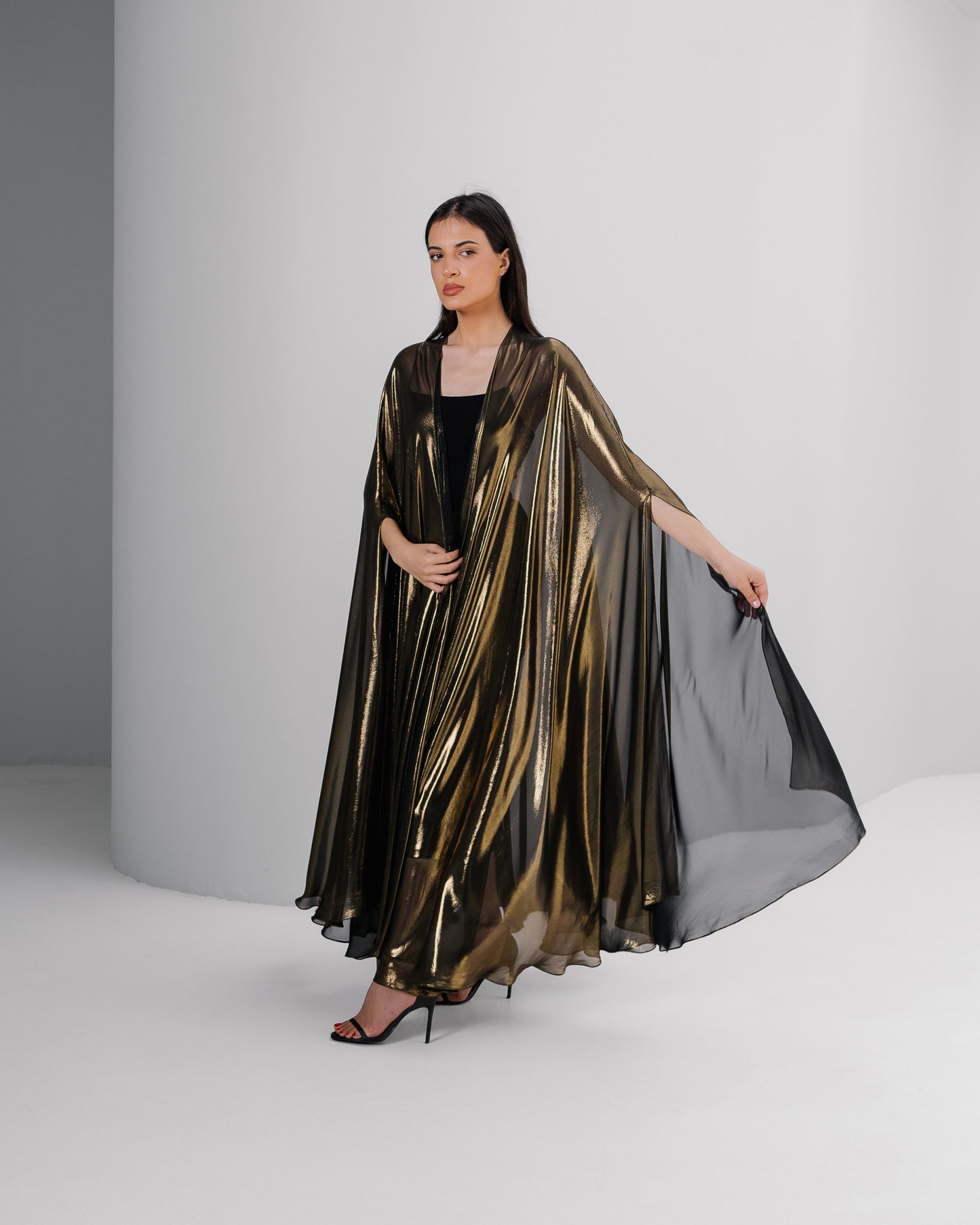 Golden and Black Fancy Style Abaya with Matching Tarha